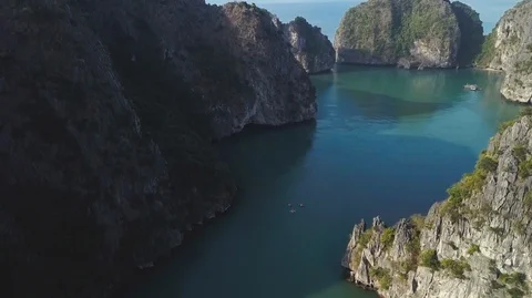 Aerial view Halong Bay Kayaking Stock-Footage 128635518