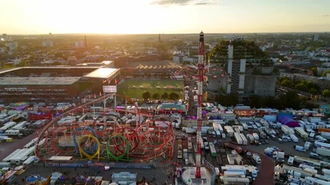 Aerial view of Hamburger Dom fairground in Hamburg, Germany. Stock Footage 344968186