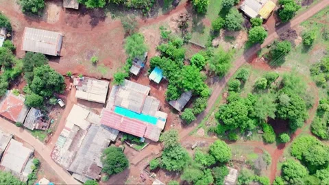 Aerial View of a hamlet Landscape Stock Footage 280463997
