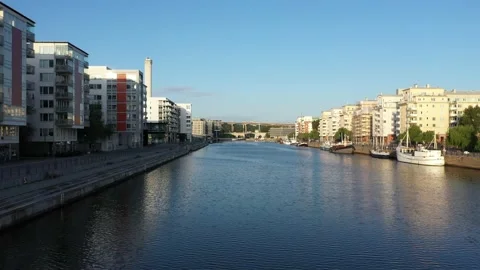 Aerial view of Hammarby Sjöstad, Södermalm in Stockholm (11) Stock Footage 163817077