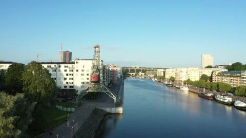 Aerial view of Hammarby Sjöstad, Södermalm in Stockholm (12) Stock Footage 163818769