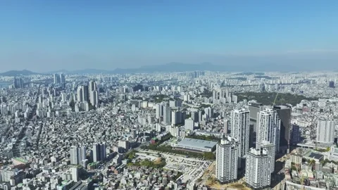 Aerial View of Han River and Subway Line 2 at Gangbyeon Stock Footage 292036833
