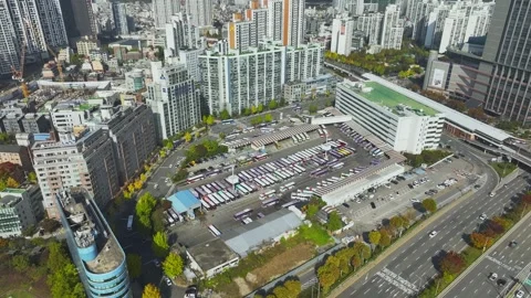Aerial View of Han River and Subway Line 2 at Gangbyeon Stock Footage 292056796