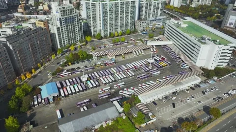 Aerial View of Han River and Subway Line 2 at Gangbyeon Stock Footage 292057208