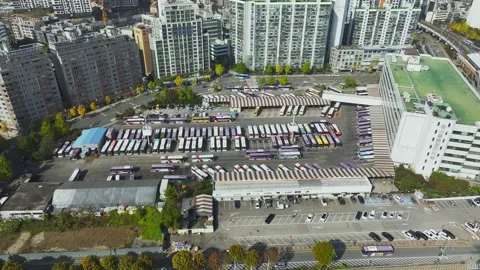 Aerial View of Han River and Subway Line 2 at Gangbyeon Stock Footage 292060035