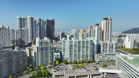 Aerial View of Han River and Subway Line 2 at Gangbyeon Stock Footage 292062087