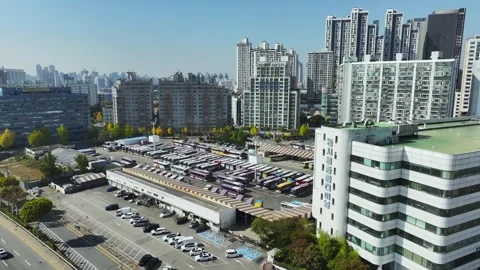 Aerial View of Han River and Subway Line 2 at Gangbyeon Stock Footage 292063314