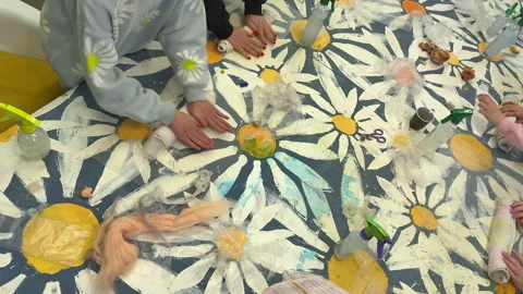 An aerial view of the hands of the people on the table in the creative workshop, Stock Footage 306516843