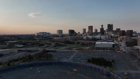 An aerial view of Hank Aaron Wall in the Parking lot at Turner Field with Stock Footage 252715725