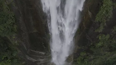Aerial view of Hapang Waterfall in Dulongjiang Nujiang Prefecture, Yunnan china Stock Footage 306955802