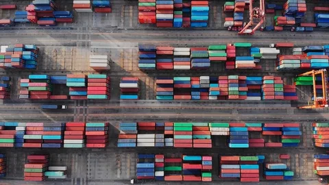 Aerial view Harbor Container ship About international exports. Stock Footage 113205581
