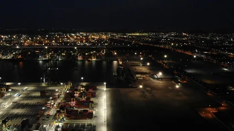 Aerial view Harbor Container ship About international exports. Stock Footage 118237721