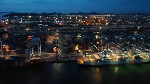 Aerial view Harbor Container ship About international exports. Video stock 118760745