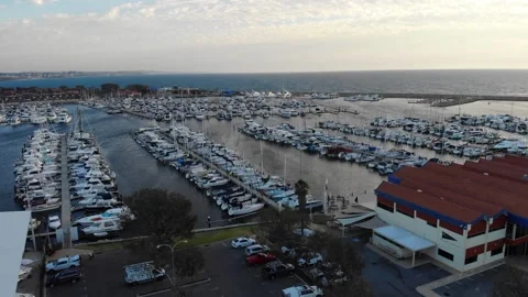 Aerial view of a Harbor Stock Footage 138336832