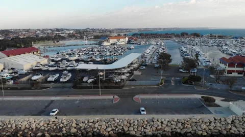 Aerial view of a Harbor Stock Footage 138341860