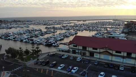 Aerial view of a Harbor Stock Footage 138345711