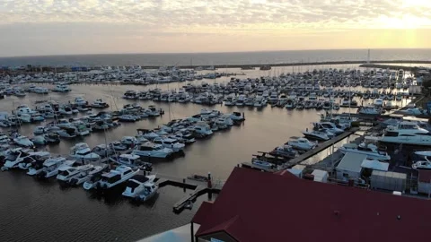 Aerial view of a Harbor Stock Footage 138347116