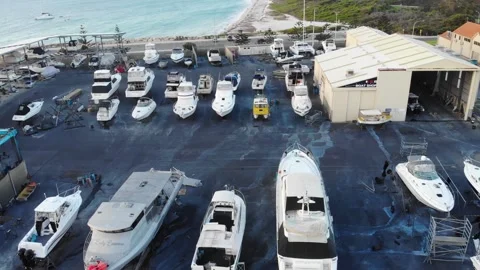 Aerial view of a Harbor Stock Footage 138372414