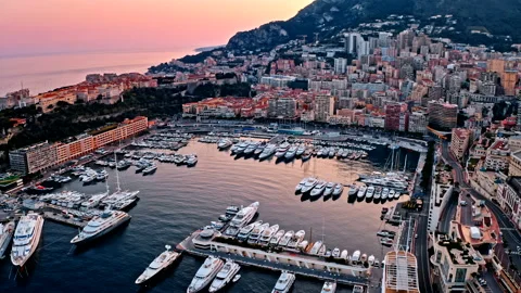 Aerial view of harbor in Monaco Vídeo Stock 135452256