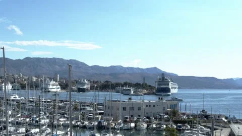 Aerial view of a harbour Stock Footage 130959142