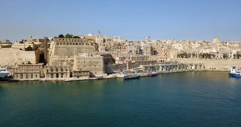 Aerial view of the harbour of Malta Stock Footage 86156345