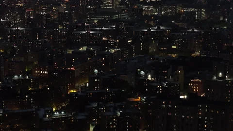 Aerial view of Harlem at night Video stock 254208039