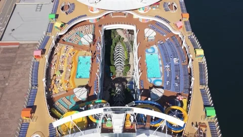 Aerial view Harmony Seas With Crowds Enjoying Pools Halifax Canada Summer Port Video stock 318624363
