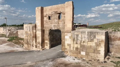 Aerial view of Harran castle gate and historic stone entrance,April, 21, 2023, Video stock 324115985
