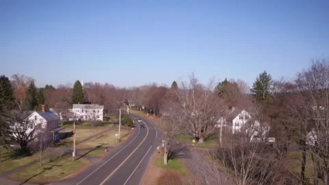 An aerial view of Hatfield, MA Stock Footage 329240146