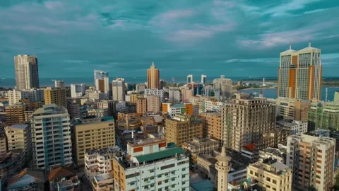 Aerial view of the haven of peace, city of Dar es Salaam Stock Footage 260751653