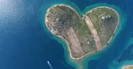 Aerial View Of Heart-Shaped Island Of Galesnjak, Croatia Stock Footage