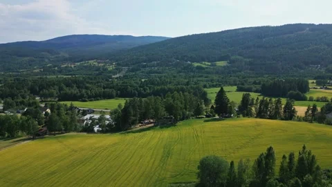 Aerial view of Heddal landscape in Telemark, Norway. Stock Footage 340283779