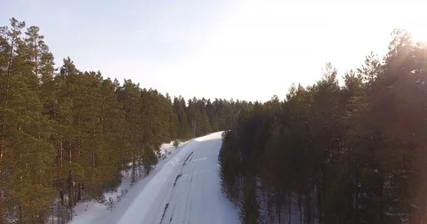 Aerial view from helicopter. View from copter: Siberian winte Video stock 74743189