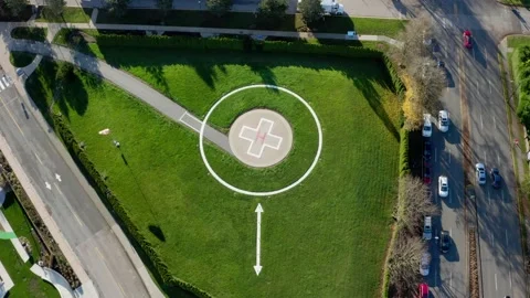 Aerial view of Vancouver hospital helipad deck