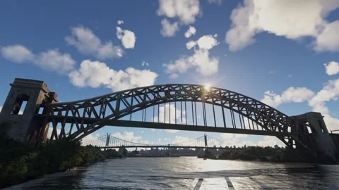 Aerial view of the Hell Gate Bridge in New York. United States 库存影片 271214086