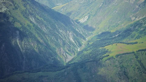 Aerial View of Hemu River Canyon from Yunxiao Peak Altay Xinjiang Stock Footage 344528236