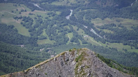 Aerial View of Hemu River Canyon from Yunxiao Peak Altay Xinjiang Stock Footage 344528745