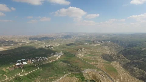 Aerial view of Herodium and surroundings. West Bank. Israel. DJI-0142-04 Vídeo Stock 123740189