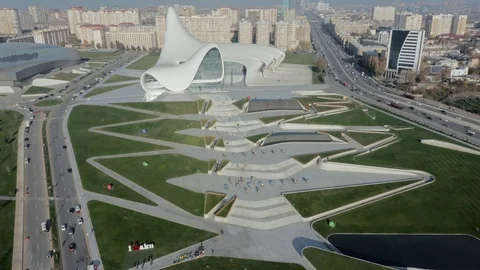 Aerial view of Heydar Aliyev Center, a l... | Stock Video | Pond5