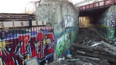 Aerial View of hidden Gem Graffiti in Chicago Stock Footage 250021534