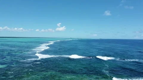 Aerial view of hidden gem — wild tropical paradise with coral reef, Mauritius Stock Footage 303997576