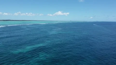 Aerial view of hidden gem — wild tropical paradise with coral reef, Mauritius Stock Footage 303997616