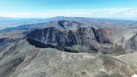 Aerial View of High Altitude Mountain Plateau and Glacial Cirques Under Blue Sky Stock Footage 291373408