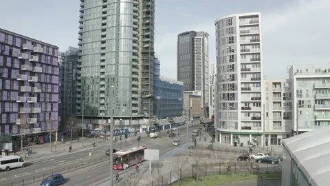 AERIAL VIEW. HIGH ANGLE CITYSCAPE STRUCTURES Video stock 149632997