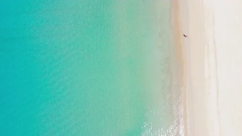 Aerial view High angle view (Top view) Beautiful Beach white sand and blue seawa Stock Footage 146944740