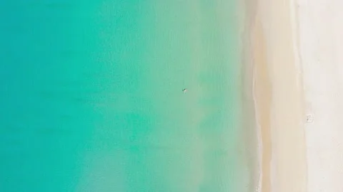Aerial view High angle view (Top view) Beautiful Beach white sand and blue seawa Stock Footage 146944826