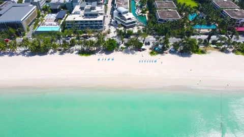 Aerial view High angle view (Top view) Beautiful Beach white sand and blue seawa 動画素材 146945350
