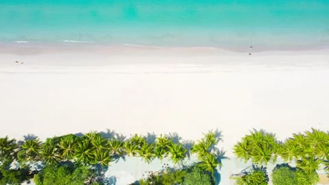 Aerial view High angle view (Top view) Beautiful Beach white sand and blue seawa Stockbeeldmateriaal 146945540