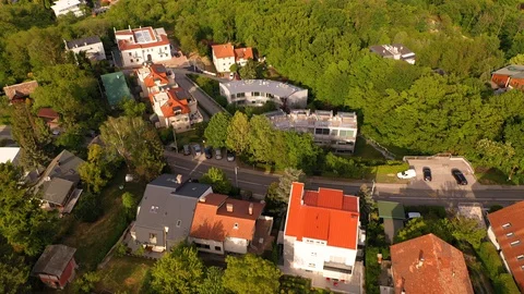 Aerial view of high-class Zagreb residential neighborhood, Croatia. Video stock 129596029