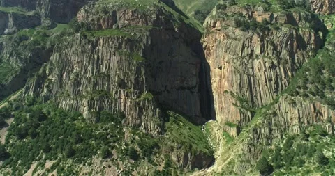Aerial view of high cliffs in the Caucasus mountains. Stock Footage 157730334